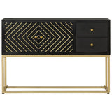 Sideboard Black and Gold 110x30x75 cm Solid Wood Mango 353912