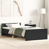 Bed Frame without Mattress Black 75x190 cm Small Single Engineered Wood 835947