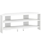 Corner TV Stand with 2 Open Shelves for 47 Inch TV - White T3398P377853