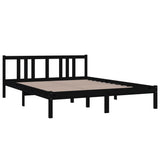 Bed Frame without Mattress Black Solid Wood 150x200 cm King Size King Size 814893