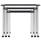 Nesting Table Set of 3 Black Tempered glass and aluminium 3 sizes 249527