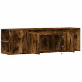 TV Wall Cabinet with LED Lights Smoked Oak 135x31x39.5 cm 852387