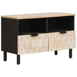 TV Cabinet White Wash Finish 70 x 33 x 46 cm Solid Mango Wood 4017865