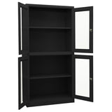Office Cabinet Anthracite 90x40x180 cm Steel and Tempered Glass 335941