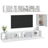 6 Piece TV Cabinet Set White Engineered Wood 3114614