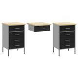 Work Cabinet 7 pcs Black and Grey Engineered Wood and Steel 3321460