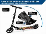 Teen Scooter Foldable Black PP PU Metal Adjustable 88-103cm Rear Brake ABS 20cm 87521517