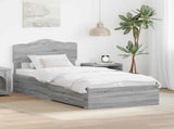 Bed Frame with Drawer Grey Sonoma 100 x 200 cm Engineered Wood 3413234