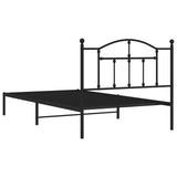 Metal Bed Frame without Mattress with Headboard Black 107x203cm 353435