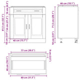 Kitchen Base Cabinet Porto High Gloss White Engineered Wood 853979