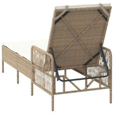 Sun Lounger Beige and Cream White 55 x 200 x 92 cm Poly Rattan 365429