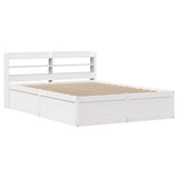 Bed Frame with Headboard White 135x190 cm Double Solid Wood Pine 3307099