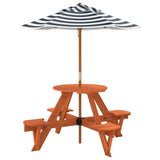 Picnic Table for 4 Kids with Umbrella Round Solid Wood Fir 3281624