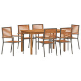 Garden Dining Set 7 pcs Grey Solid Acacia Wood 3365539