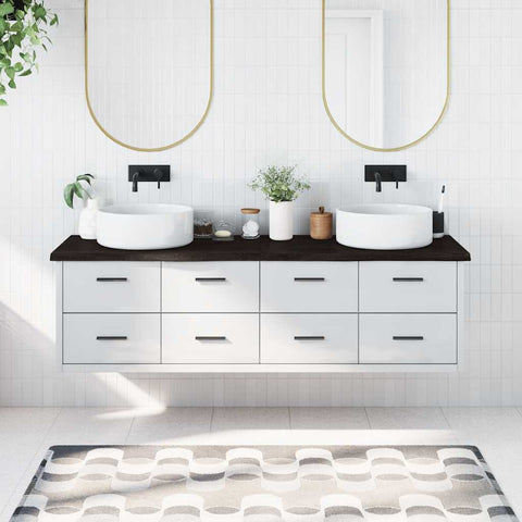 Bathroom Countertop Dark Brown 180x60x cm Treated Solid Wood 3156263