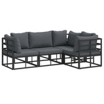 Garden Sofa Set with Cushion Black Aluminium 3378864