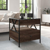 Coffee Table with Infinity LED Brown Oak 50x50x51 cm 847716