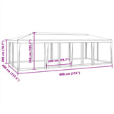 Party Tent with 12 Mesh Sidewalls Blue 8x4 m HDPE 4010072