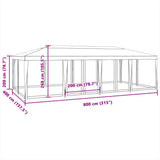 Party Tent with 12 Mesh Sidewalls White 8x4 m HDPE 4010071