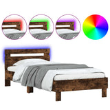 Bed Frame without Mattress with LED Lights Smoked Oak 100x200 cm 838712