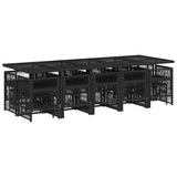 15 Piece Garden Dining Set with Cushions Black Poly Rattan 3210991