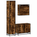 ZNTS 3 Piece Bathroom Furniture Set Smoked Oak Engineered Wood 3301122