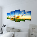 Canvas Wall Print Set Sunflower 200 x 100 cm 241573