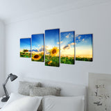 Canvas Wall Print Set Sunflower 200 x 100 cm 241573