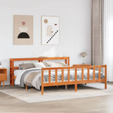 Bed Frame with Headboard without Mattress Wax Brown 180x200 cm Super King 3305782