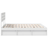 Bed Frame with Headboard White 200 x 200 cm Solid Pine Wood 3411375