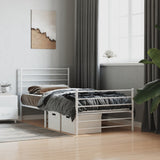 Metal Bed Frame without Mattress with Footboard White 107x203cm 352382