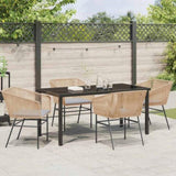 Garden Dining Set with Cushion 5 pcs Brown Powder-Coated Steel 3380928