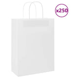 Paper Bags 250 pcs with Handles White 26x12x35 cm 4101618