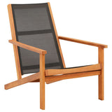 Garden Chair Black and Natural Wood Solid eucalyptus wood, Textilene 48699