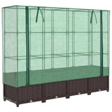 ZNTS Raised Bed with Greenhouse Cover Rattan Look 160x40x138 cm 4015802