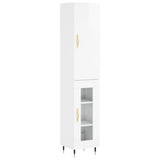 Highboard High Gloss White 34.5x34x180 cm Engineered Wood 3199027