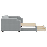 Daybed with Trundle&Drawers without Mattress Light Grey 90x190 cm Single 3197709