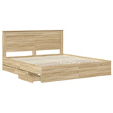 Bed Frame with Drawer Sonoma Oak 180 x 200 cm Engineer Wood 3410158