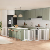 Dog Gate with Door Foldable 12 Panels White 600 cm Poplar Wood 3155651