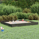 Sandbox with Seats Grey Square Solid Wood Pine 825046