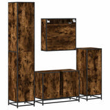 4 Piece Bathroom Furniture Set Smoked Oak Engineered Wood 3301212