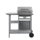 Gas BBQ Grill with 3-layer Side Table Black and Silver 47394