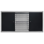 Wall Mounted Tool Cabinet Industrial Style Metal Grey and Black 145366