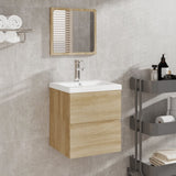 Bathroom Sink Cabinet with Basin and Mirror Sonoma Oak 3114173