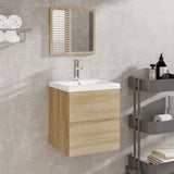 Bathroom Sink Cabinet with Basin and Mirror Sonoma Oak 3114173