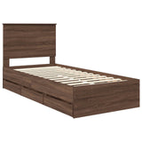 Bed Frame with Drawer Brown Oak 90 x 190 cm Engineer Wood 3409502