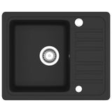 ZNTS Granite Kitchen Sink Single Basin Black 142952