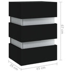 ZNTS LED Bedside Cabinet Black 45x35x67 cm Engineered Wood 326841