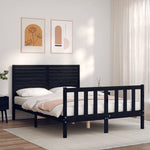 ZNTS Bed Frame without Mattress Black 120x200 cm Solid Wood Pine 3193205