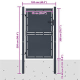 Garden Gate Steel 100x200 cm Anthracite 144522